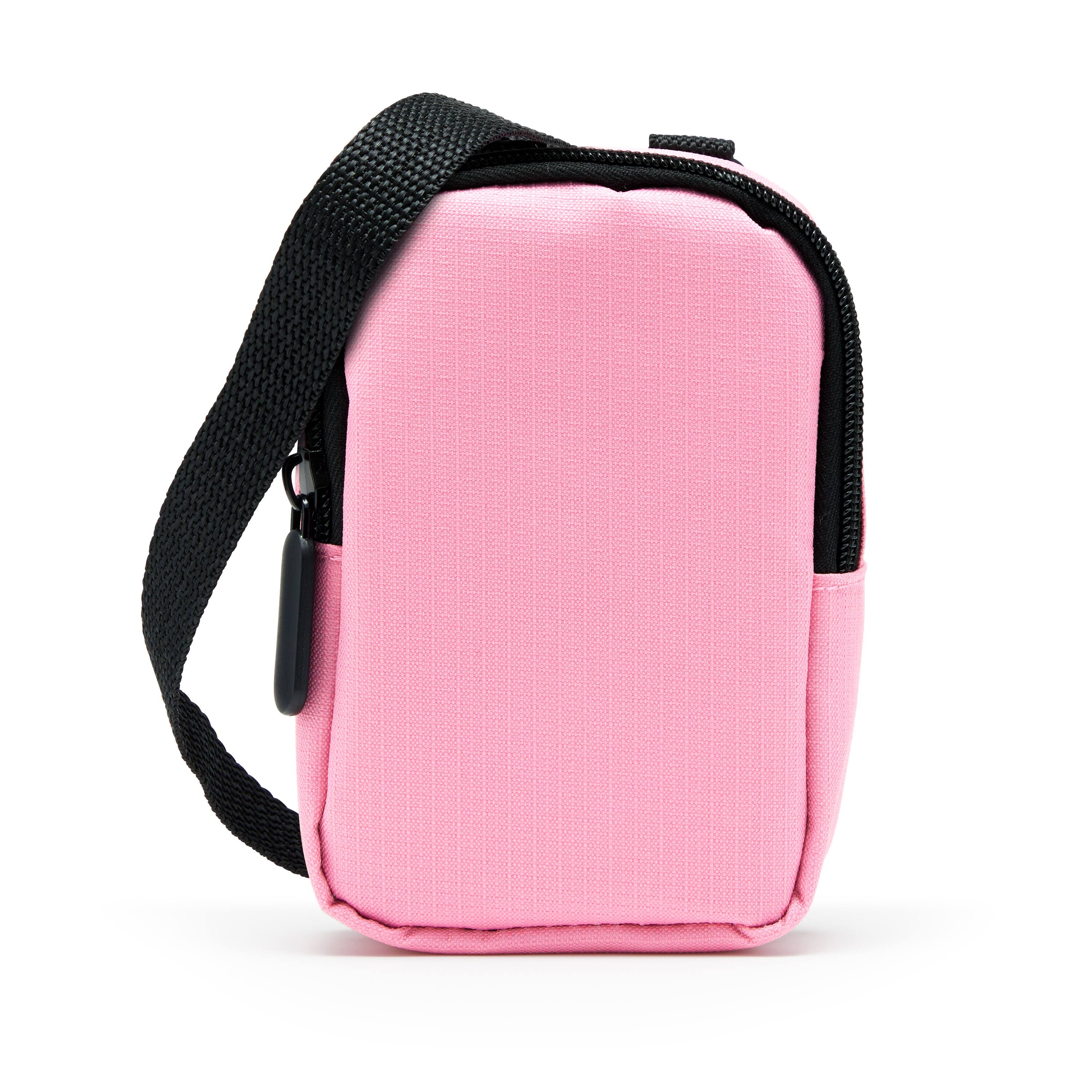 Front. Zink - Soft Camera Case for Small Instant Print Cameras & Printers with Paper Pocket & Strap - Pink.