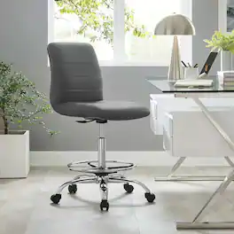 Modway - Drafting Chair Vegan Leather Armless Adjustable Stool - Black