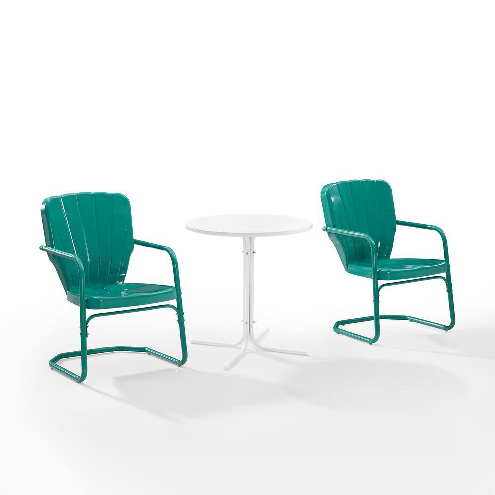 Alt View 3. Crosley Furniture - Ridgeland 3Pc Retro Outdoor Bistro Set - Bistro Table & 2 Chairs - Turquoise Gloss.