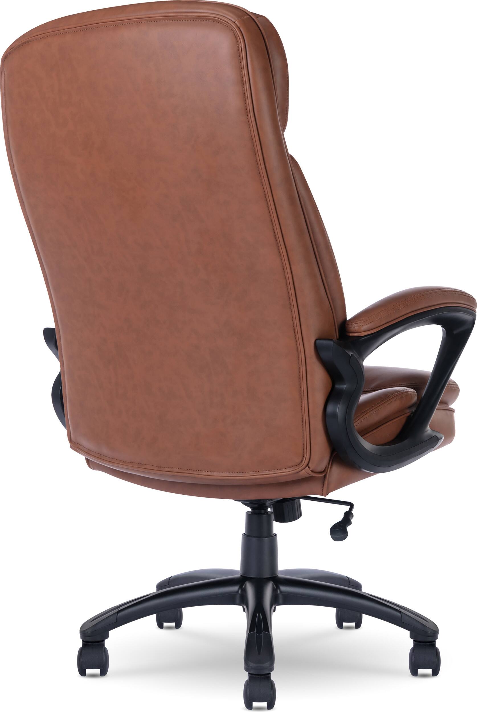 Alt View 18. Serta - Big & Tall Executive Office Chair Ergonomic High Back with Lumbar Support Padded Arms Reclining Swivel Leather - Cognac.