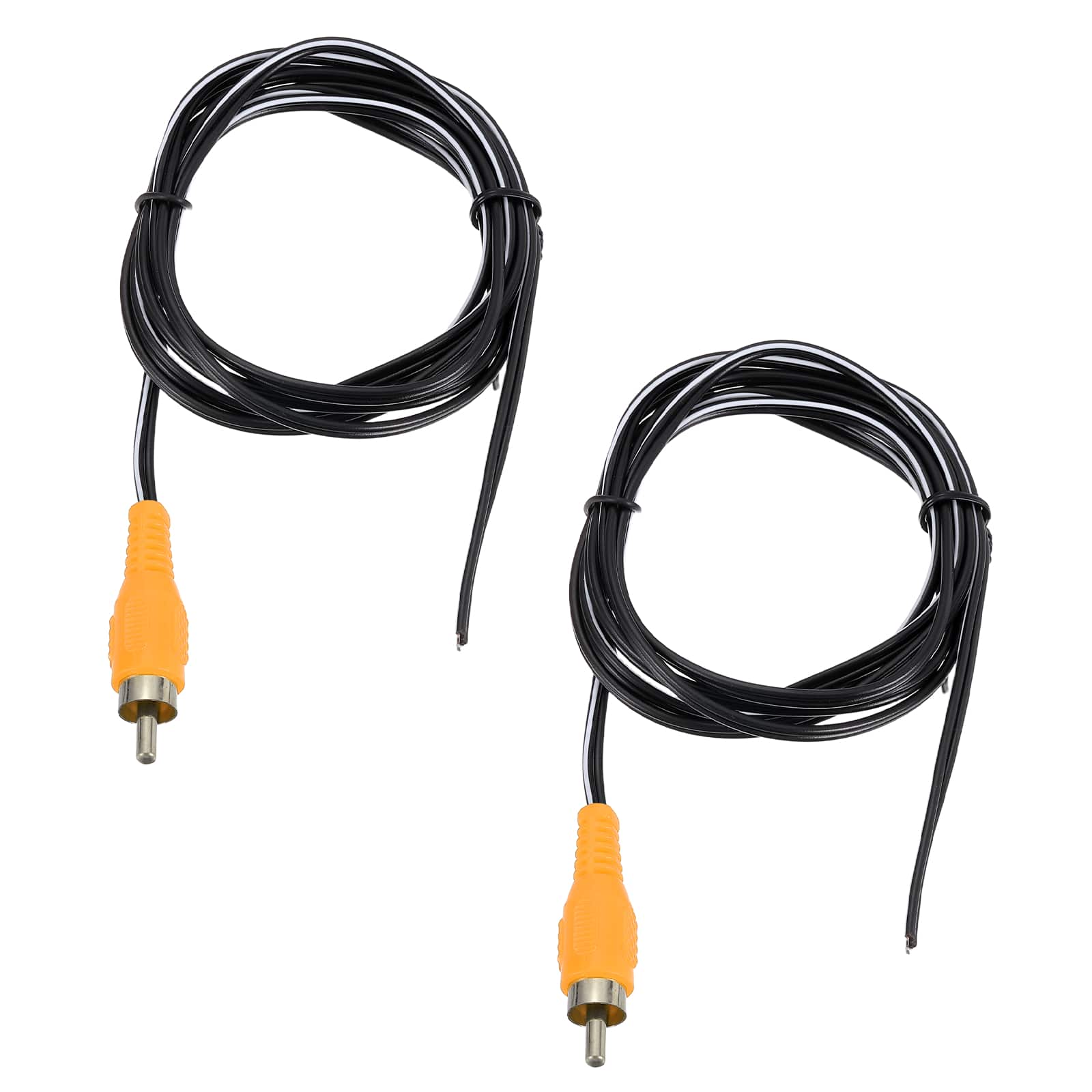 Unique Bargains - 2pcs 5ft RCA Audio Subwoofer Cable, 1 RCA Male Plug to Bare Wire Open End Audio Video Speaker for Amplifier Home Theater - Orange