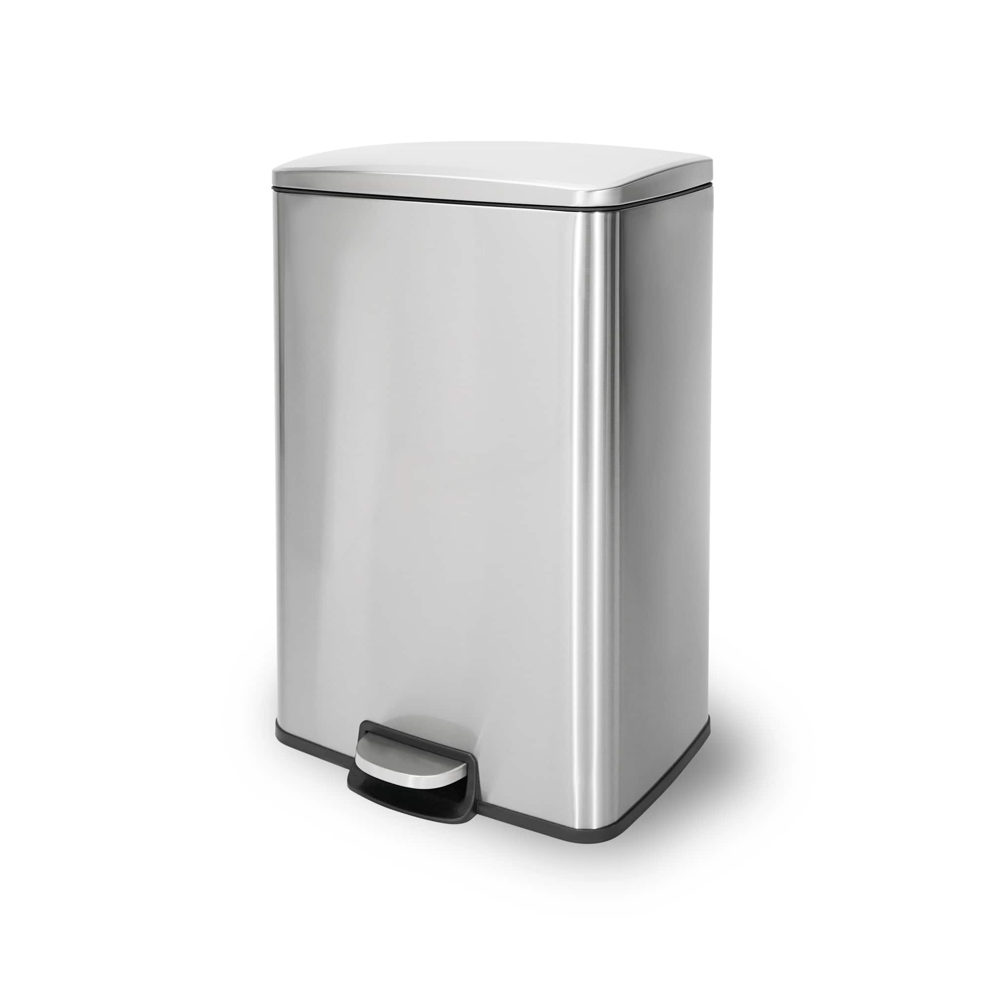 Front. Innovaze - 13 Gal./50 Liter Rectangular Stainless Steel Step-on Trash Can for Kitchen - Sliver.