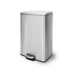 Front. Innovaze - 13 Gal./50 Liter Rectangular Stainless Steel Step-on Trash Can for Kitchen - Sliver.