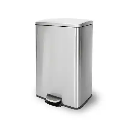 Front. Innovaze - 13 Gal./50 Liter Rectangular Stainless Steel Step-on Trash Can for Kitchen - Sliver.