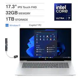 HP - Omnibook 7 Laptop 17.3 FHD Display (Ultra 7-258V, 32GB, 1TB SSD, Intel Arc 140V, Win 11 Home) w/USB Hub - Silver