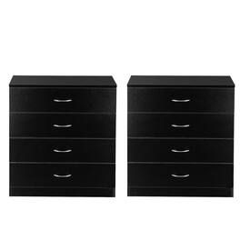 Winado - Set of 2 Night Stand Bedside 4 Drawers Chests of Drawers Furniture Nightstand Storage Cabinet Organizer Unit for Bedroom - Black
