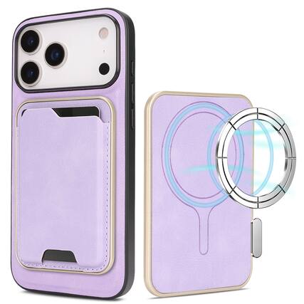 Front. Dteck - 2-in-1 Magnetic Detachable Wallet Case for Apple iPhone 17 Pro Max, Shockproof PU Leather Phone Cover with Card Holder - Purple.
