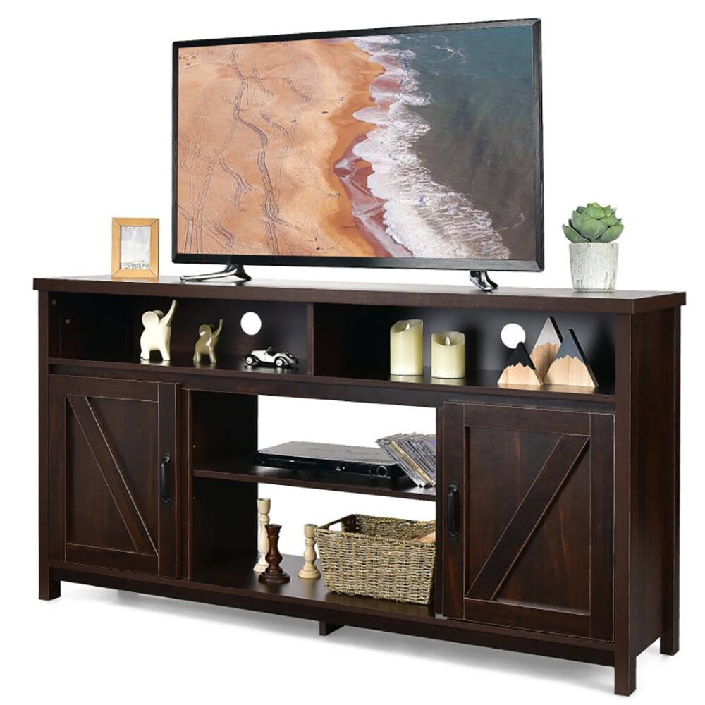 Left. Kadyn - Entertainment Centers,TV Stands,59 Inch TV Stand Media Center Console Cabinet with Barn Door for TV's 65 Inch-Brown - Brown.