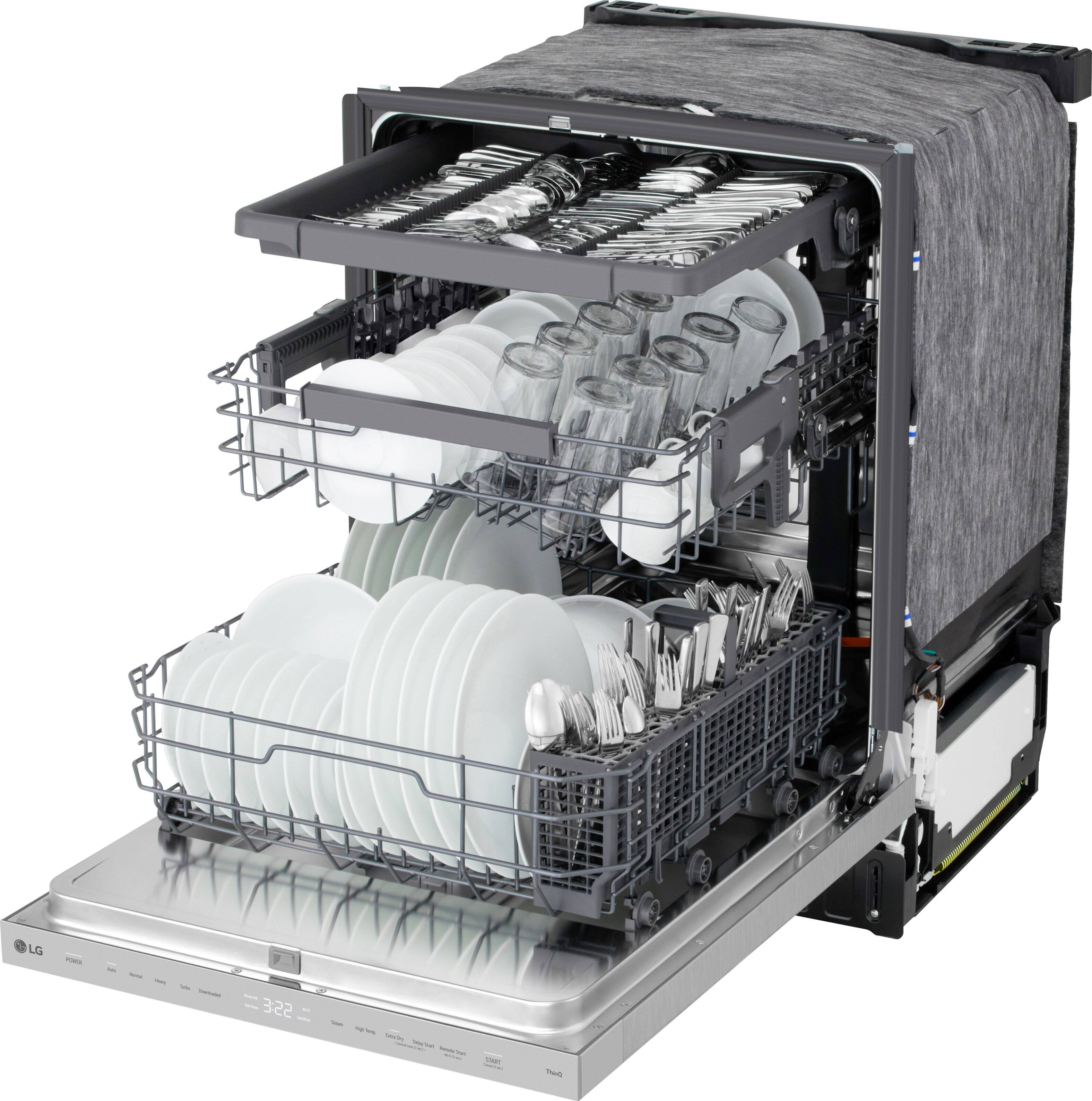 Alt View 12. LG - FlushFit 24" Top Control Smart Built-In Stainless Steel Tub Dishwasher with 3rd Rack, AutoVent Dry and 46dBA - PrintProof Stainless Steel.