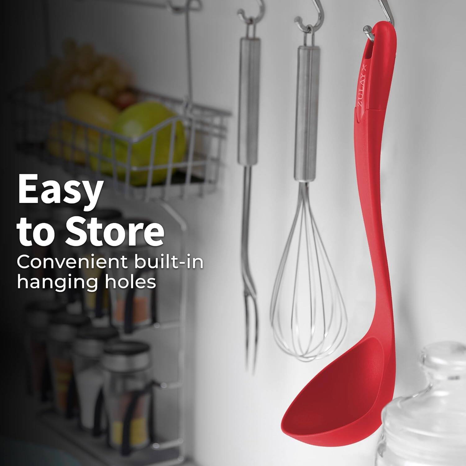 Easy to Store  
Convenient built-in hanging holes