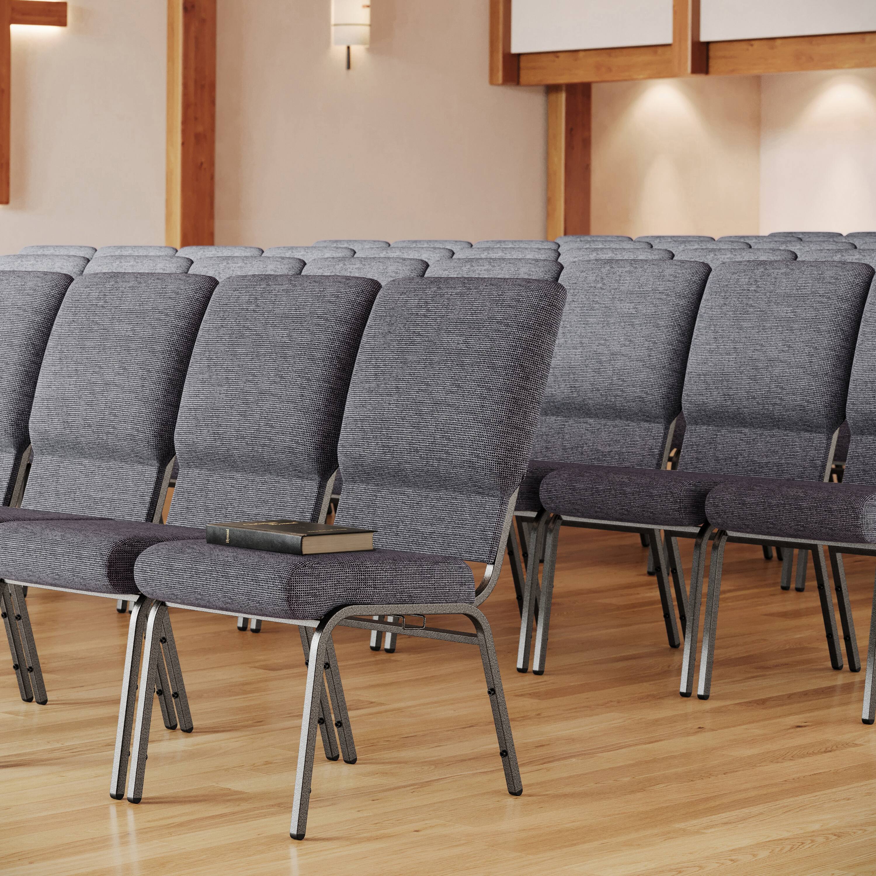 Alt View 1. Emma + Oliver - Church Chairs 18.5 in. Wide - Fossil Fabric/Black Frame.