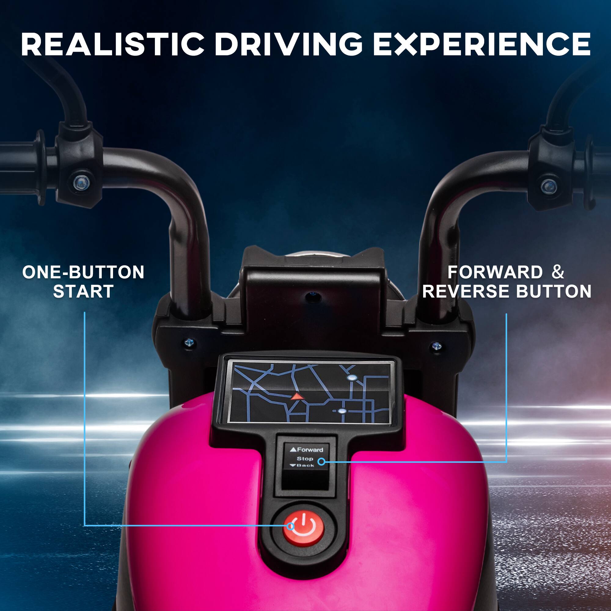 REALISTIC DRIVING EXPERIENCE

ONE-BUTTON START

FORWARD & REVERSE BUTTON