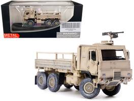 Panzerkampf - M1083 Armored Cab Cargo Truck with Turret in Desert Camo US Army Armor Premium Series Medium Tactical Vehicle 1/72 - Brown