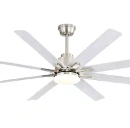 Sofucor - 52''/66'' Smart Ceiling Fan with Light Alexa/Google App/Remote Control Industrial Ceiling Fan for Patios Shop Commercial - 66 Inch - Nickel White