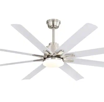 Front. Sofucor - 52''/66'' Smart Ceiling Fan with Light Alexa/Google App/Remote Control Industrial Ceiling Fan for Patios Shop Commercial - 66 Inch - Nickel White.