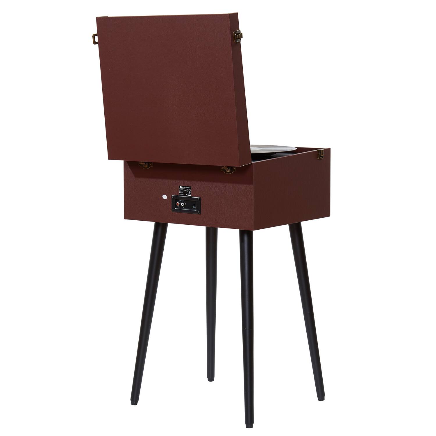 Back. Arkrocket - Arkrocket Discovery II 3-Speed Bluetooth Turntable with Speakers & Removable Legs – Brown - Brown.