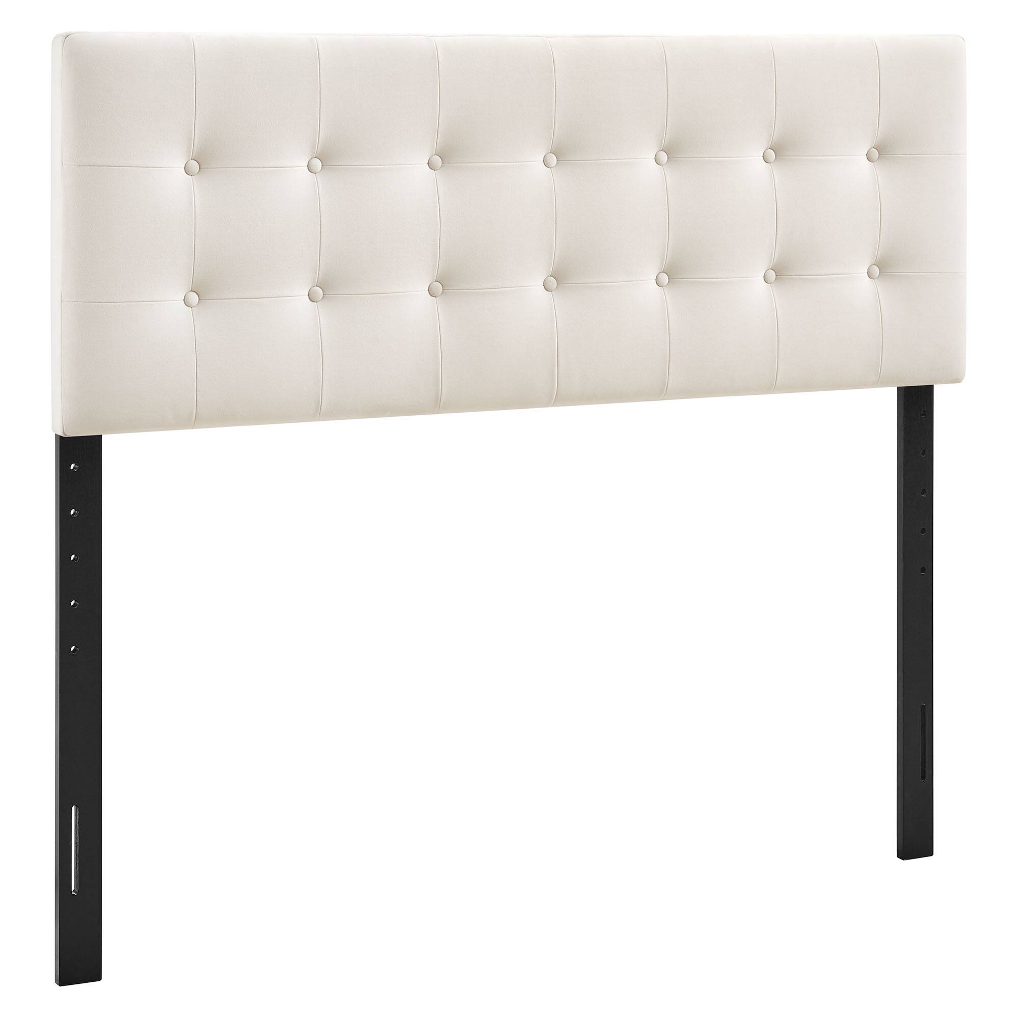 Angle. Modway - Emily Stain-Resistant Performance Velvet Queen Size Headboard - Alabaster.
