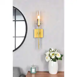 Living District - Elsreth 1 light brass wall sconce - Brass And Clear