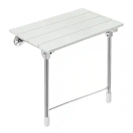 Front. JETRANSPORT - Folding Shower Seat Wall Mounted Bathroom Bathtub Safety Stool Chair Solid Wood With Support Load Of 350 Lbs - Fixed Height Plus WPC.