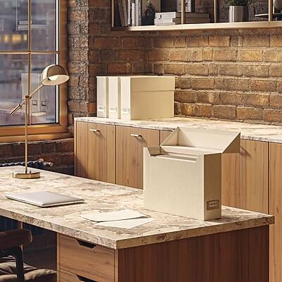 Alt View 5. Smead - 40% Recycled Fabric/Canvas File Box Attached Flip Top, 13" x 10", Beige - Beige.