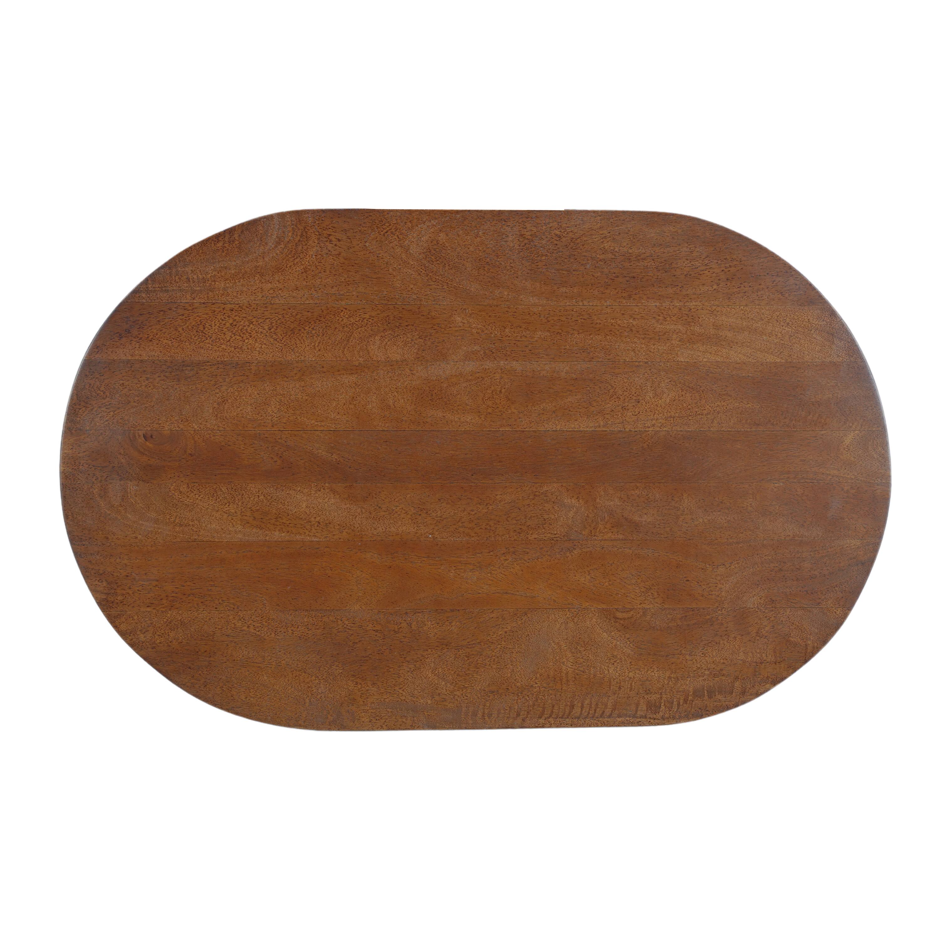 Alt View 4. Manhattan Lane - Leeds Coffee Table | 38" Handmade Mango Wood Oval Top | Round Ball and Cone Base - Brown.