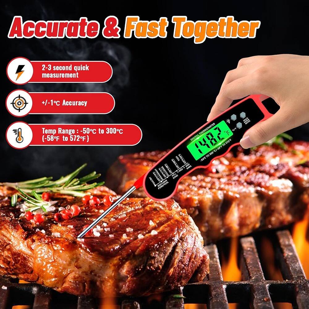 Accurate & Fast Together

- 2-3 second quick measurement
- +/-1°C Accuracy
- Temp Range: -50°C to 300°C (-58°F to 572°F)

DIGITAL THERMOMETER

148.2°F

-50°C to 300°C (-58°F to 572°F)

THERMOMETER

1482 ST2F TO -SNF T 300 TO HE -0 MAD NARE SE i SACrAAR Me Mi DONE POULTEY FOR/VEAL