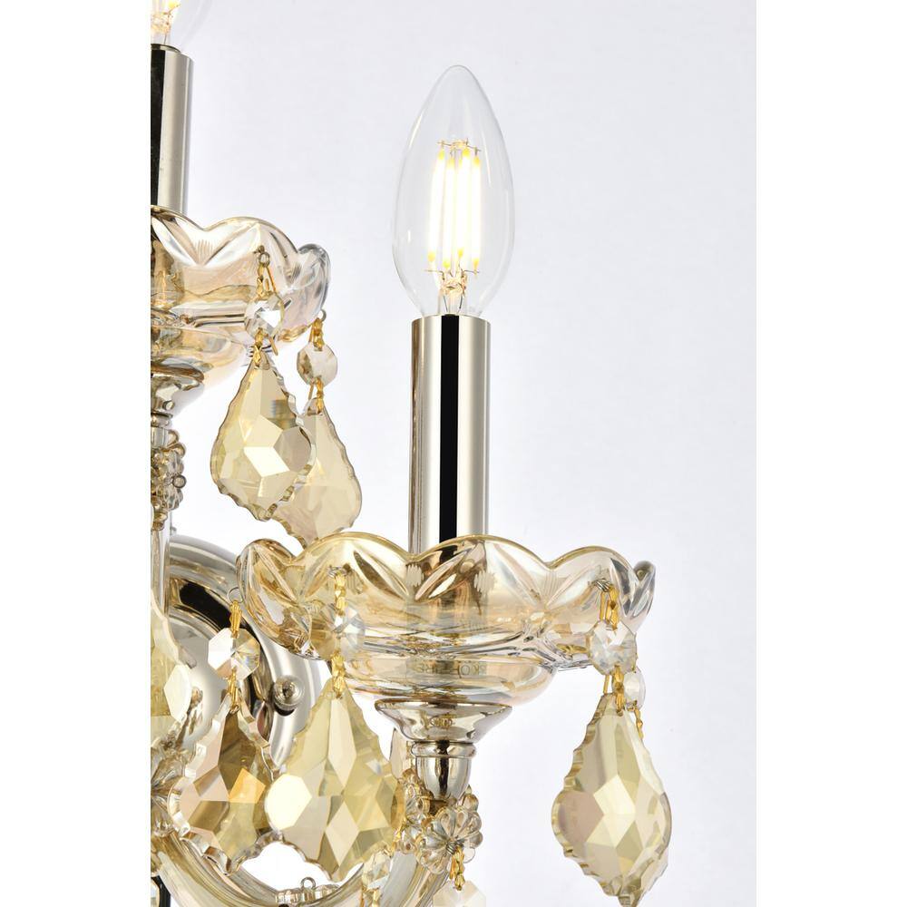 Alt View 4. Elegant Lighting - Maria Theresa 3 light Golden Teak Wall Sconce Golden Teak - Golden Teak.
