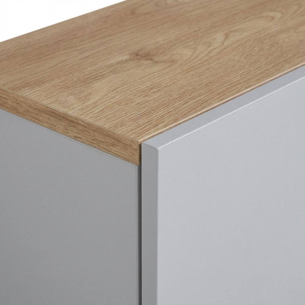Alt View 4. FurniFact - Wall-Mounted TV Stand for Up to 75 Inch Displays in White and Sapphire Oak** - Brown.
