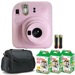 Fujifilm - INSTAX MINI 12 Instant Film Camera (Blossom 3x Mini Film Bundle - Pink