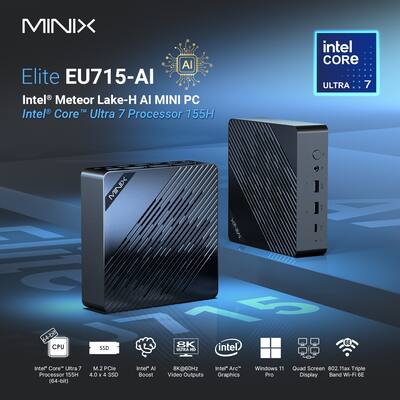 MINIX Elite EU715 AI Mini PC, Intel Core Ultra 7 155H, 32GB