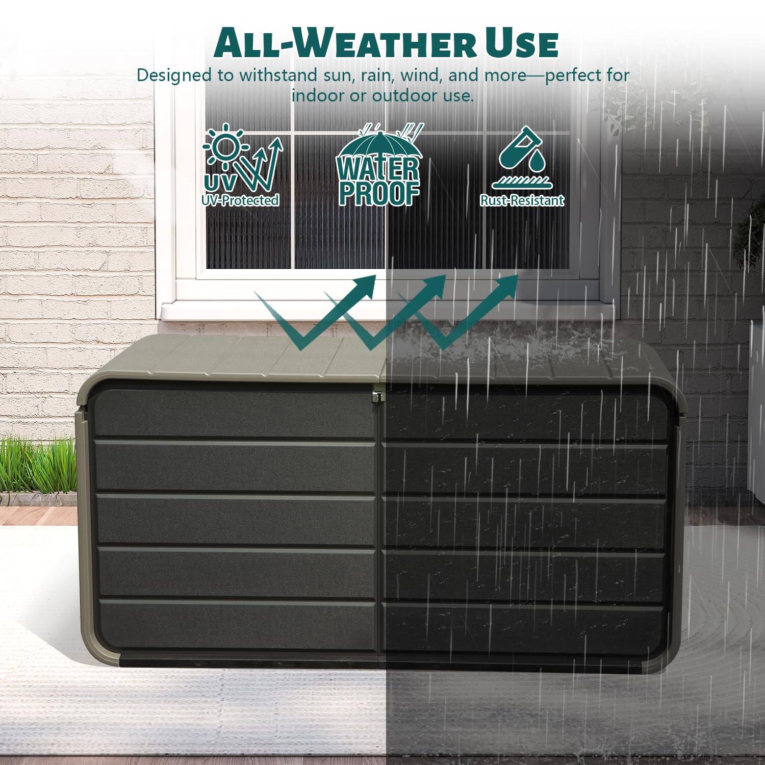 ALL-WEATHER USE  
Designed to withstand sun, rain, wind, and more—perfect for indoor or outdoor use.  

- UV-Protected  
- WATER PROOF  
- Rust-Resistant