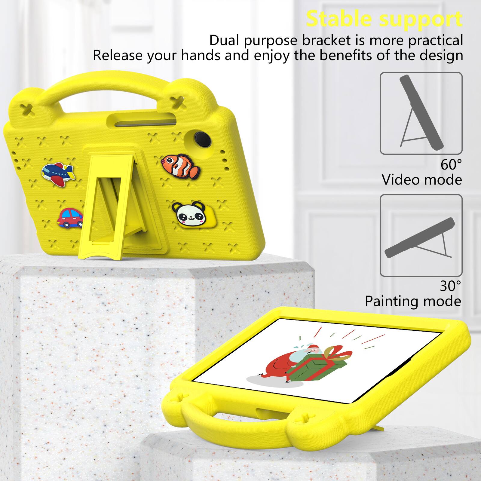 Stable support  
Dual purpose bracket is more practical  
Release your hands and enjoy the benefits of the design  

60° Video mode  
30° Painting mode