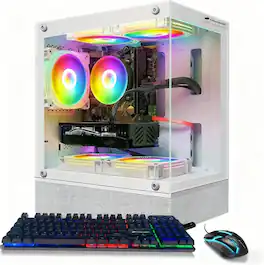 STGAubron - Gaming Desktop PC, Radeon RX580 16G Graphics, Intel G5905 3.5Ghz, 16G DDR4 RAM, 512G SSD, WiFi6, Win11H - White