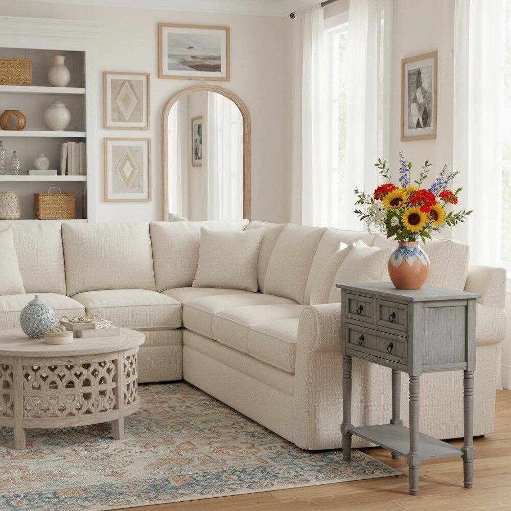 Back. FurniFact - Entry Hall Table, Wirebrush Gray - Wirebrush Light Gray.