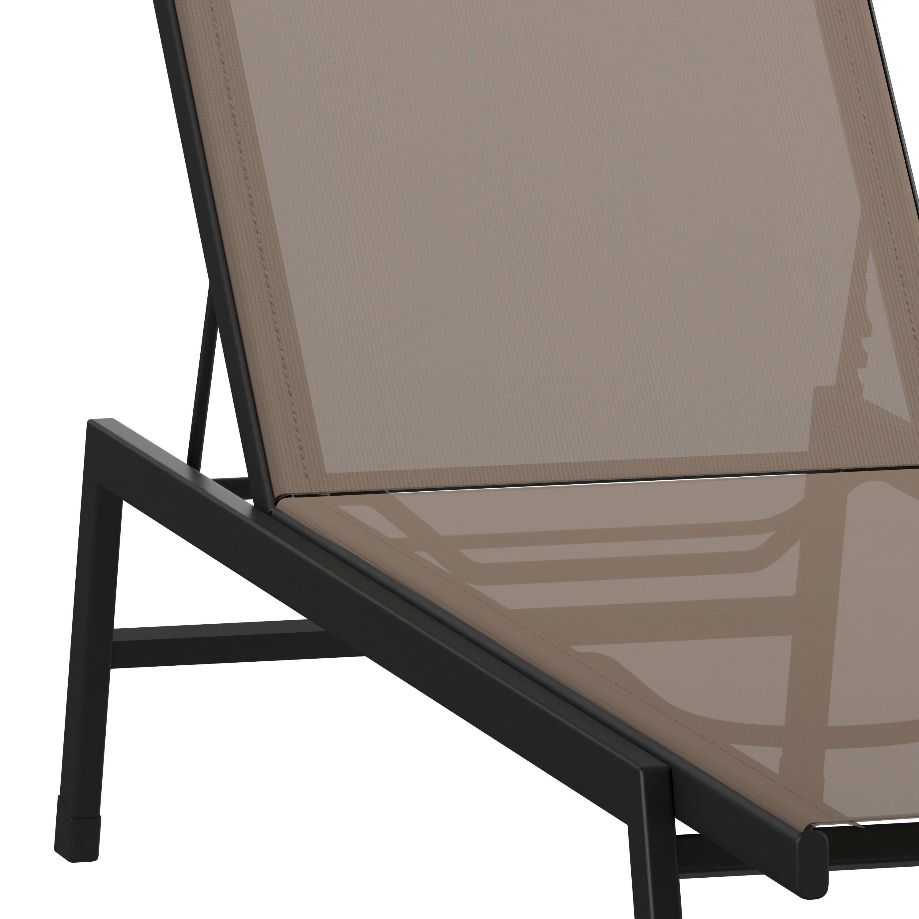 Alt View 10. Emma + Oliver - Braelin Textilene Adjustable 5 Position Patio Chaise Lounge and Metal Frame - Brown.