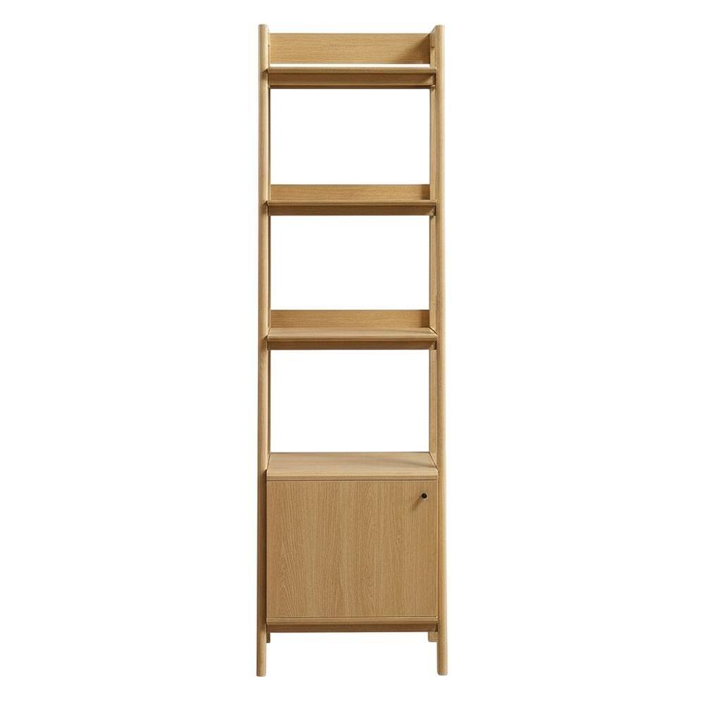 Back. FurniFact - Wooden Bookshelf with Open Shelving for Home Library and Organization - Brown.