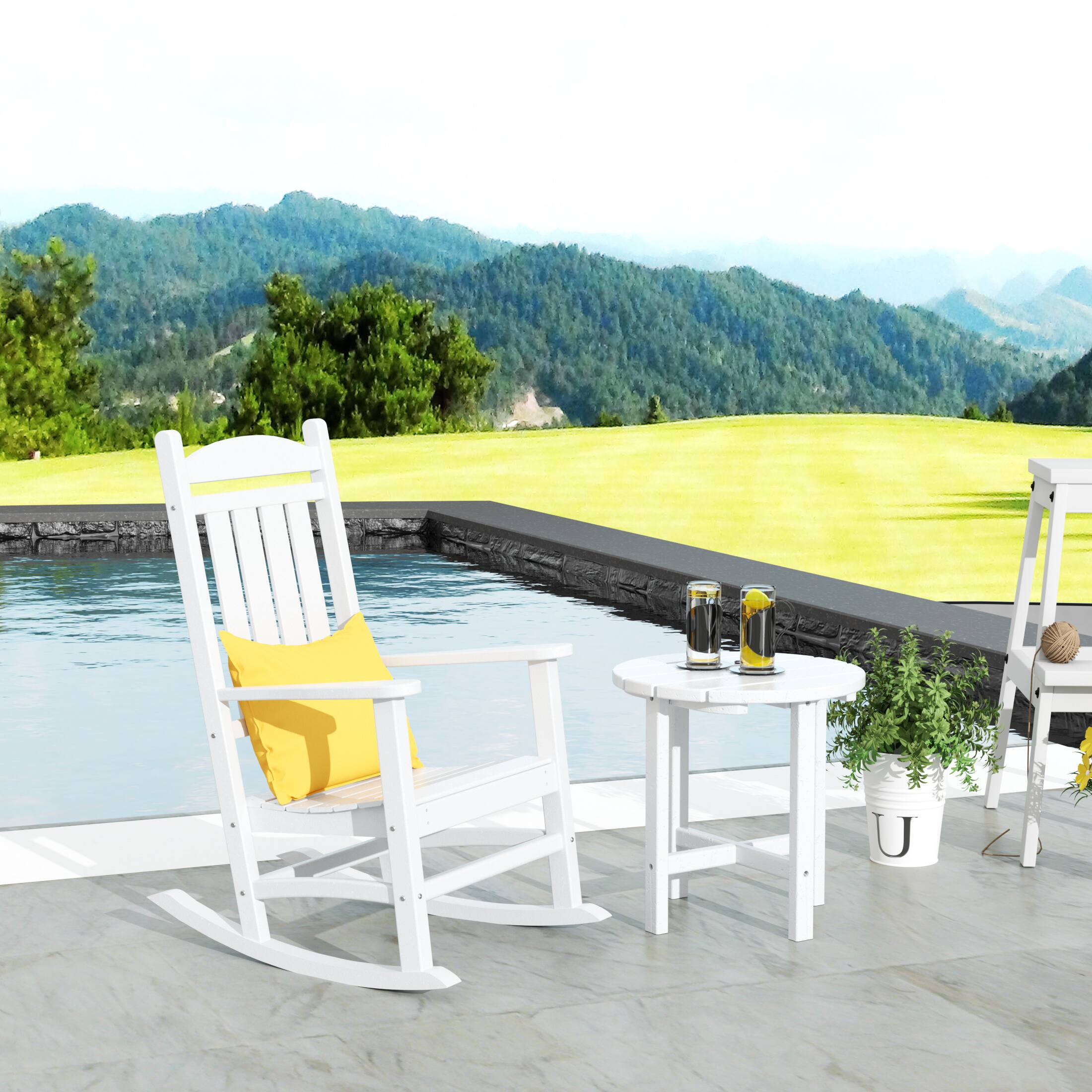 Angle. WestinTrends - WestinTrends Malibu Outdoor Patio Porch Rocking Chair with Side Table Set - White.