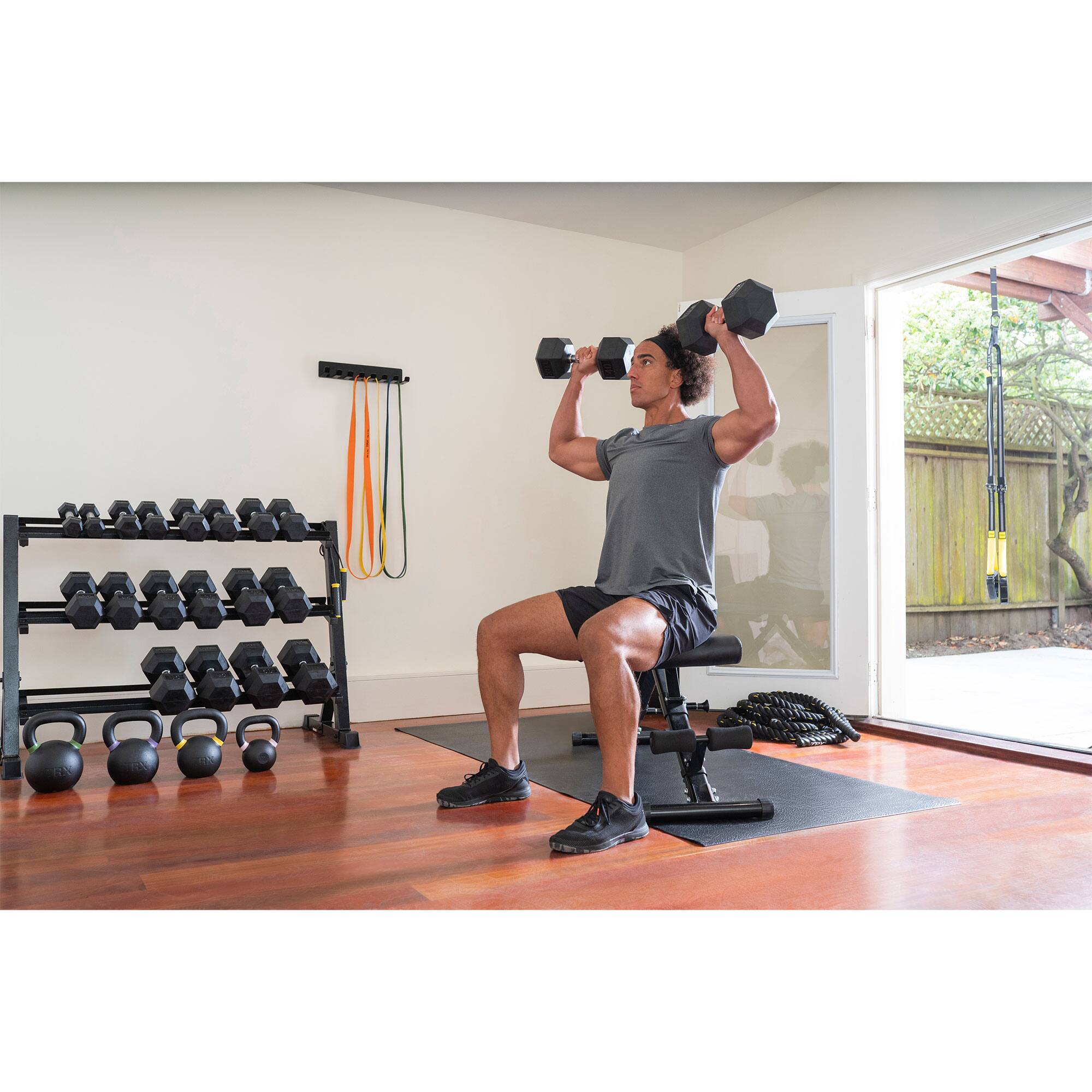 Alt View 5. TRX - TRX Hex Rubber 40 Pound Dumbbell Weight Strength Training Workout Equipment - Black.