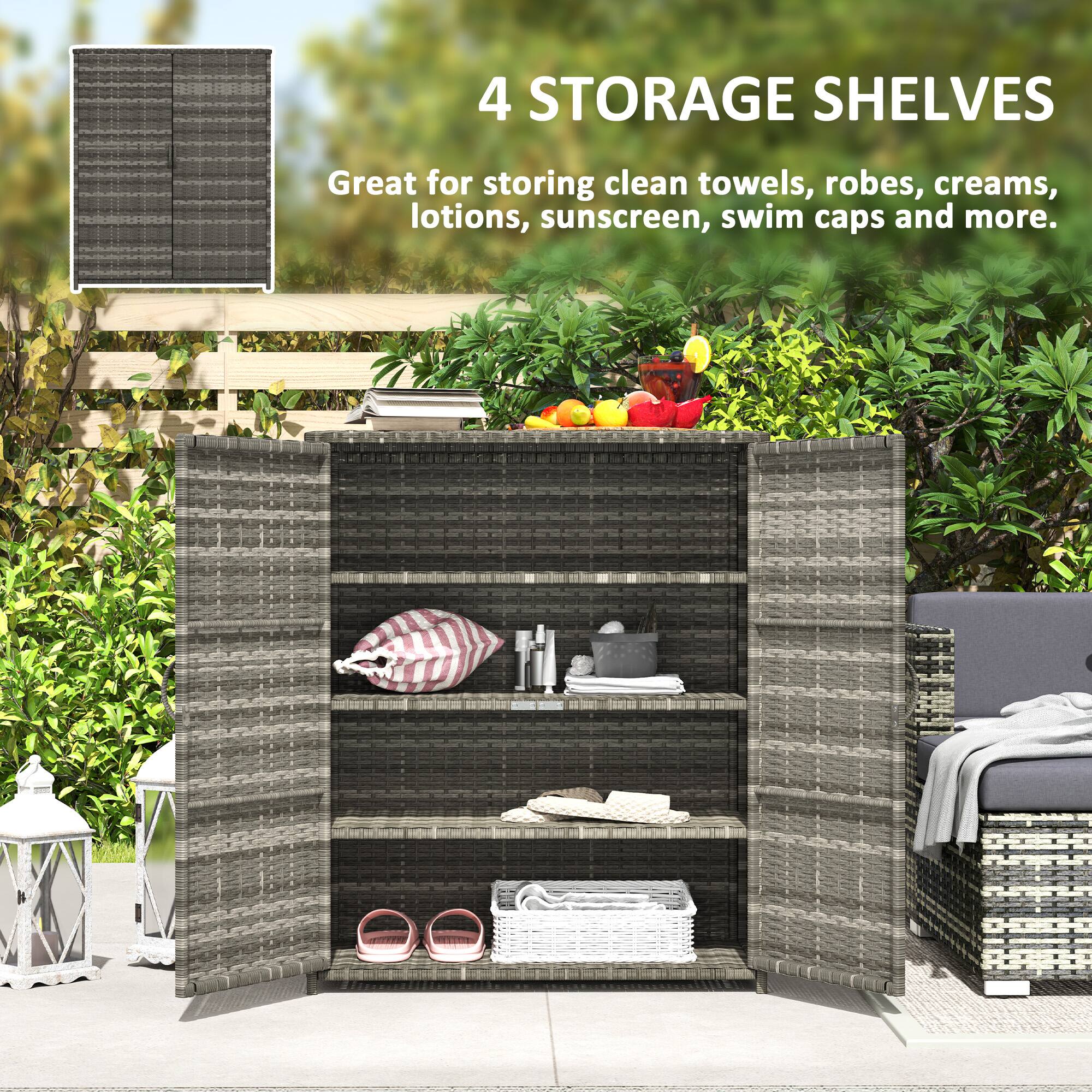 4 STORAGE SHELVES
Great for storing clean towels, robes, creams, lotions, sunscreen, swim caps and more.