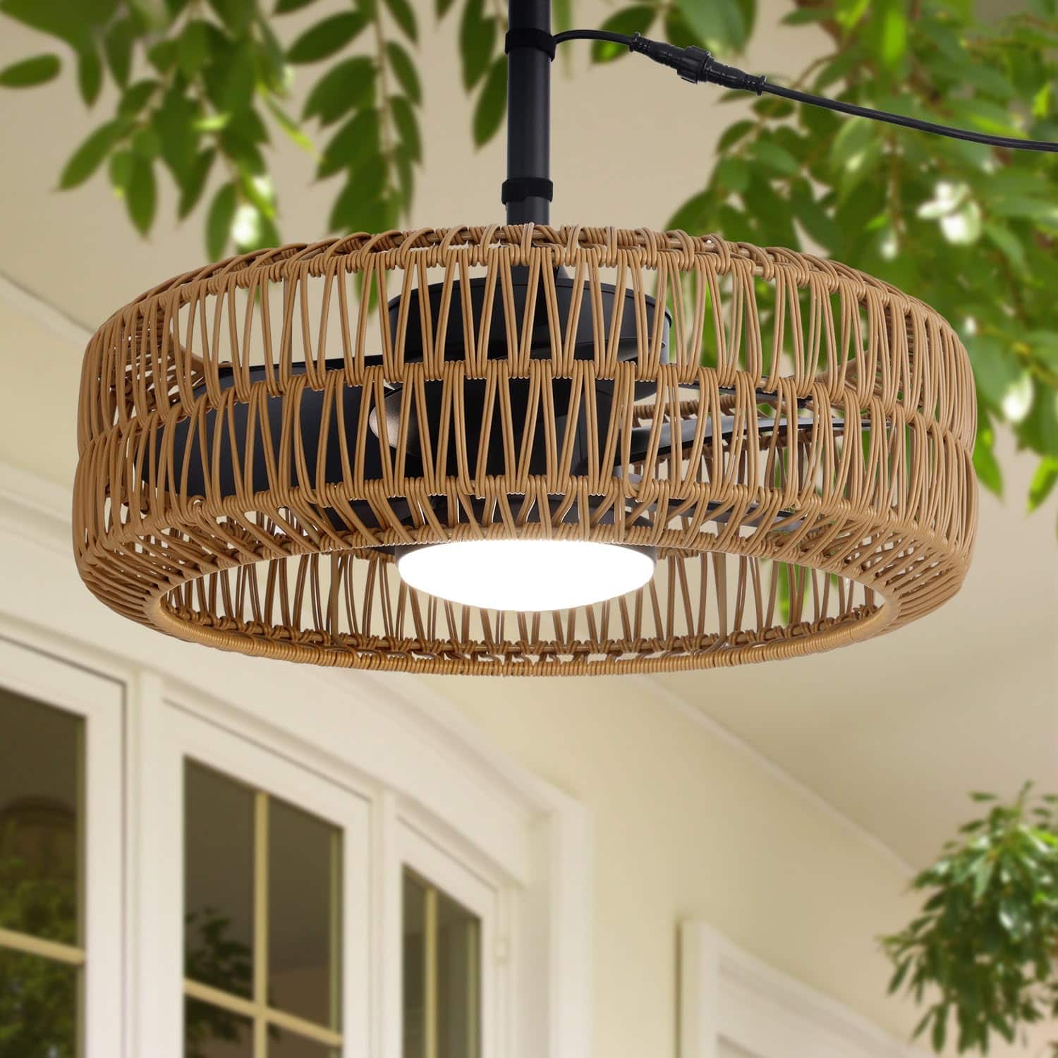 Siljoy - 21" Boho Waterproof Ceiling Fan with Light - 6-Speed, APP+Remote, Patio/Gazebo Use - Black