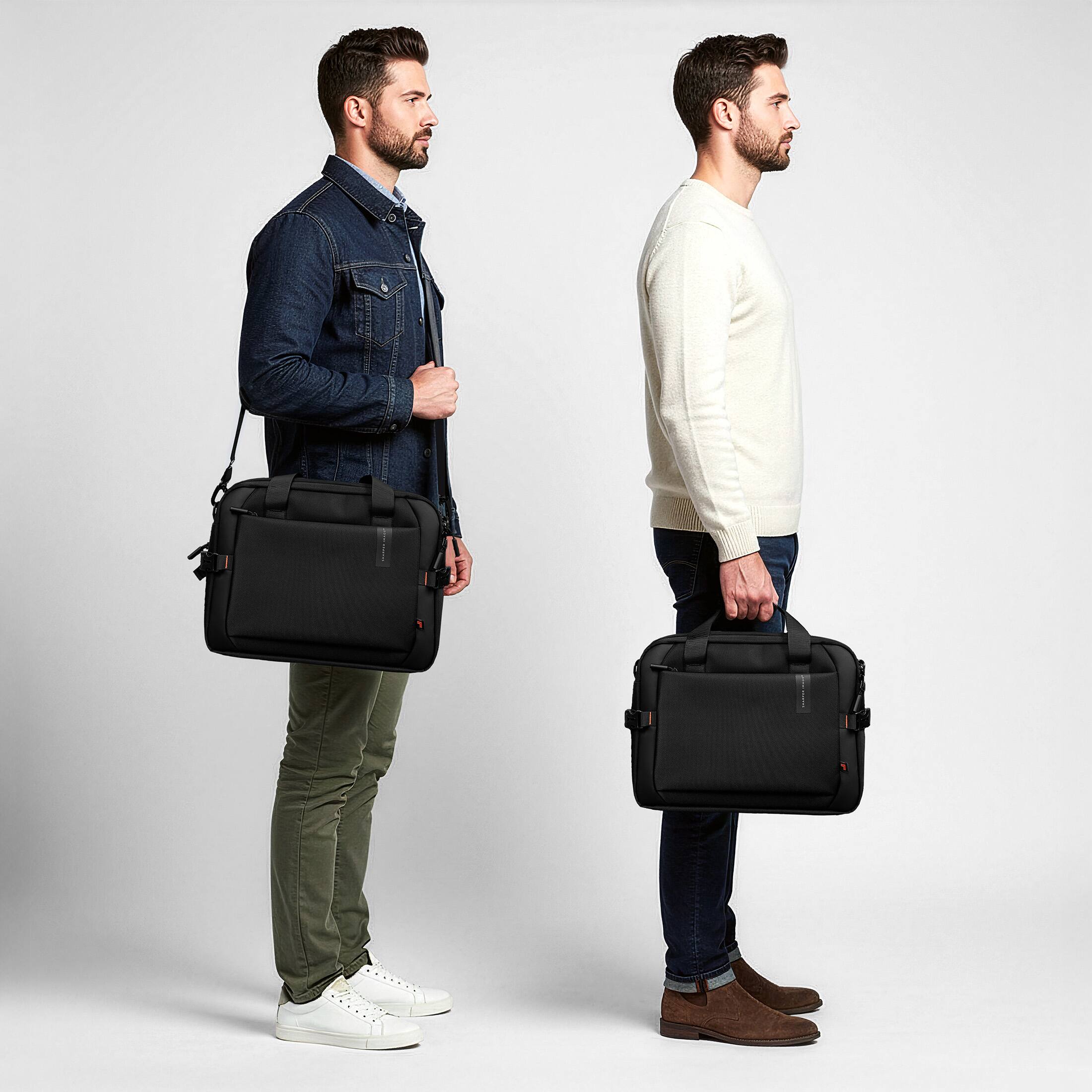 Alt View 1. Sharper Image - Sharper Image Messenger Bag, Laptop Briefcase Bag with Shoulder Strap Fits 17" Laptop for Work, Office, Travel, Black - Black.