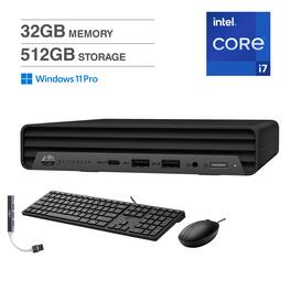 HP - EliteDesk 800 G6 Mini Desktop (Intel i7-10700T vPro, 32GB DDR4, 512GB PCIe SSD, Win 11 Pro) w/USB Hub - Black