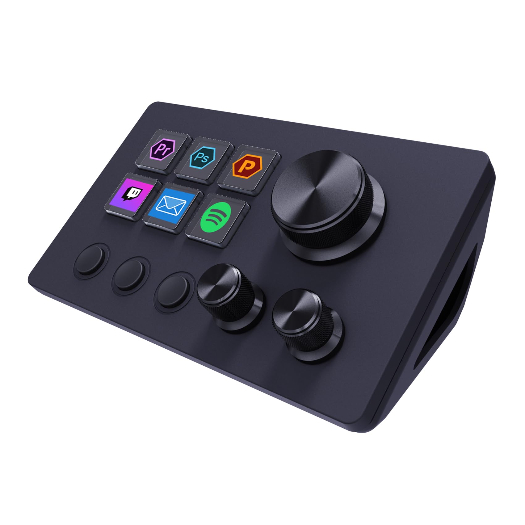 Cozy Serene - Streaming Macro Keypad Stream Controller Deck Gaming Shortcut With Customizable 6 Lcd Keys 3 Buttons And Knobs Trigger - Black