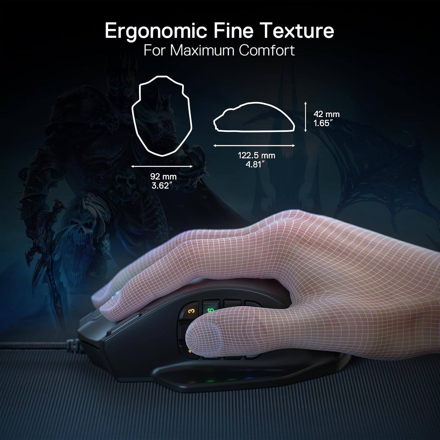 Ergonomic Fine Texture For Maximum Comfort

42 mm 1.65"
92 mm 3.62"
122.5 mm 4.81"
