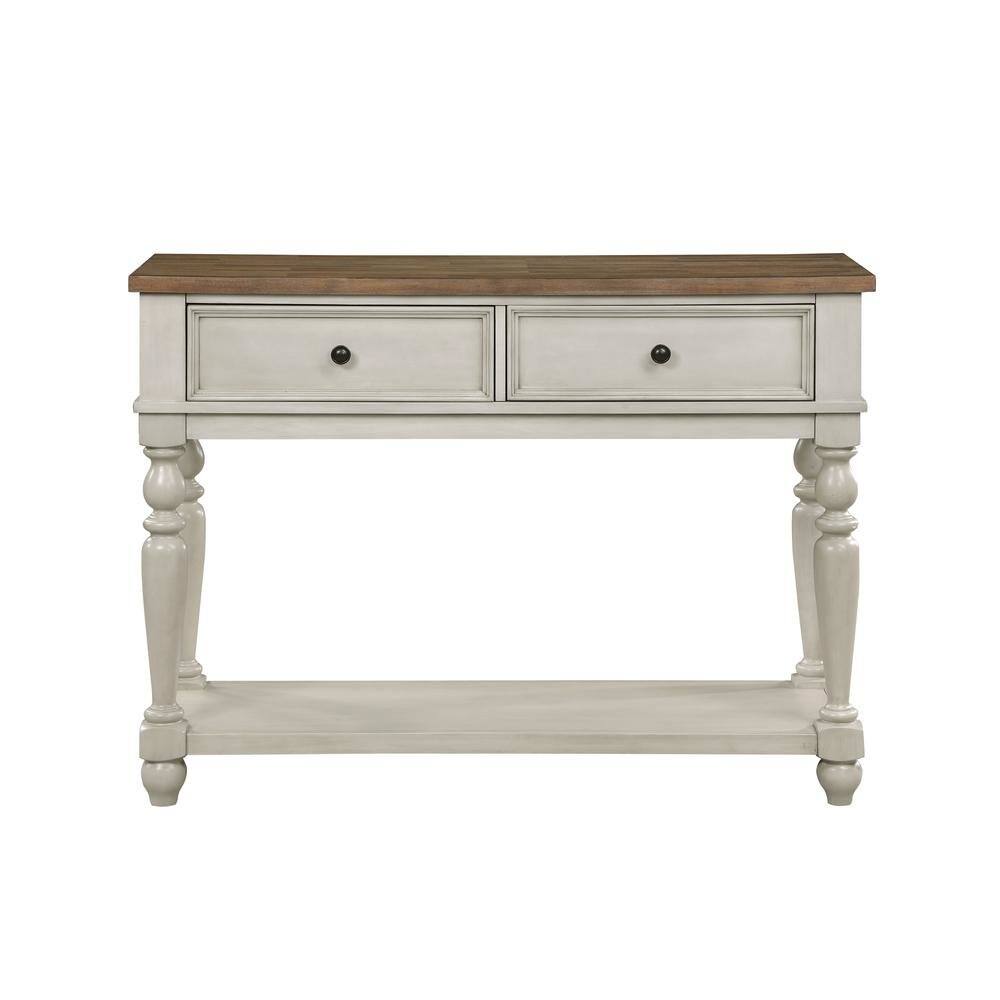Alt View 1. FurniFact - White Rustic Sideboard Solid Wood Vintage Console Table With Drawers - White.