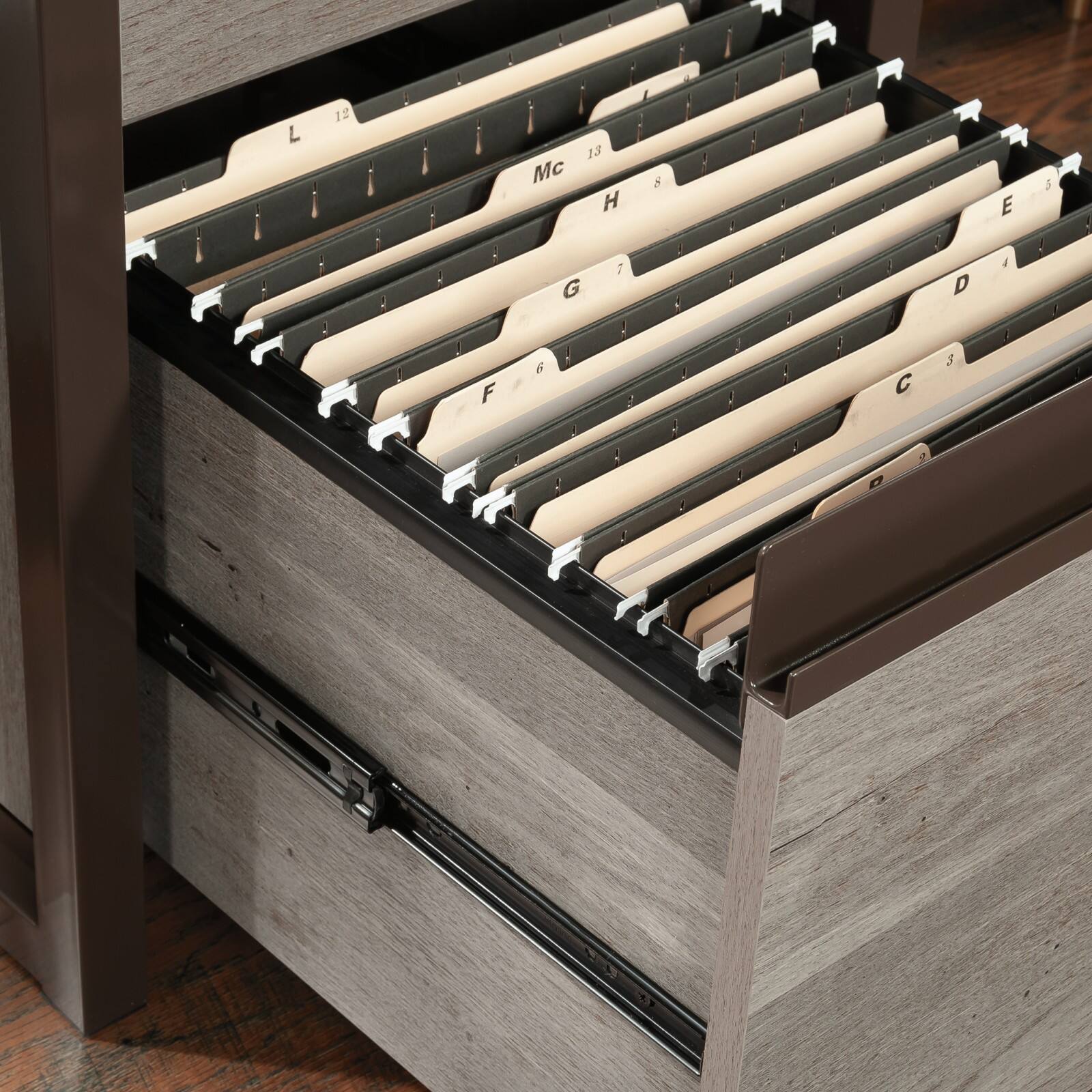 Alt View 3. Ecooso - Space Saving Narrow Bookcase with 2 Locking Drawers,Secure and Stable Design with Ample Shelving, Easy Assembly - White.