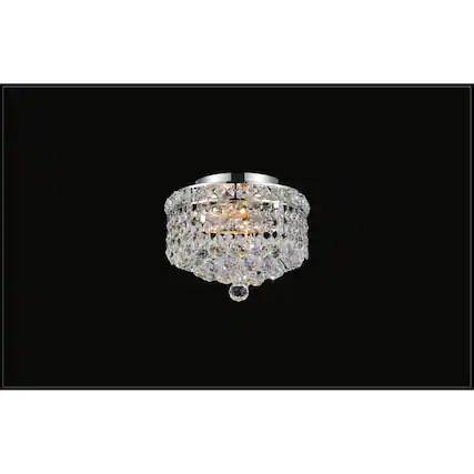 Front. CWI Lighting - Luminous 2 Light Flush Mount With Chrome Finish - Chrome.
