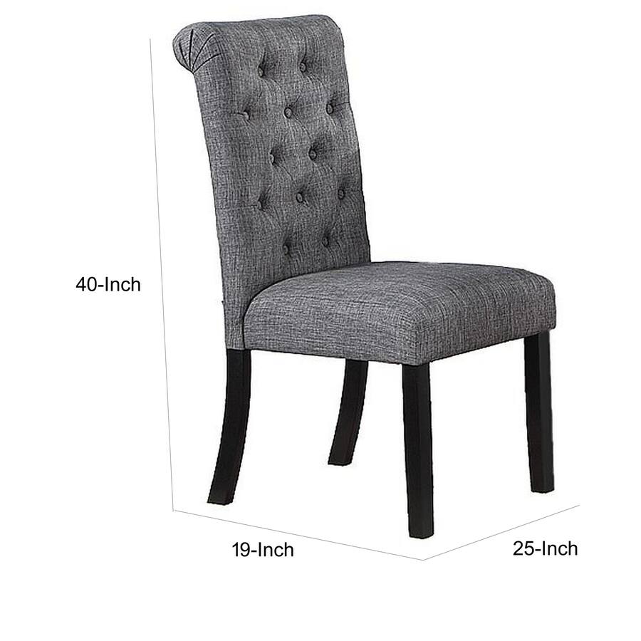 Manhattan Lane Jie 25 Inch Dining Chairs, Set of 2, Tufted Gray ...