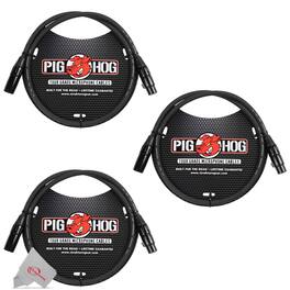 Pig Hog - 8mm XLR Microphone Cable Male to Female 3 Ft Premium Mic Cable x3 - Black