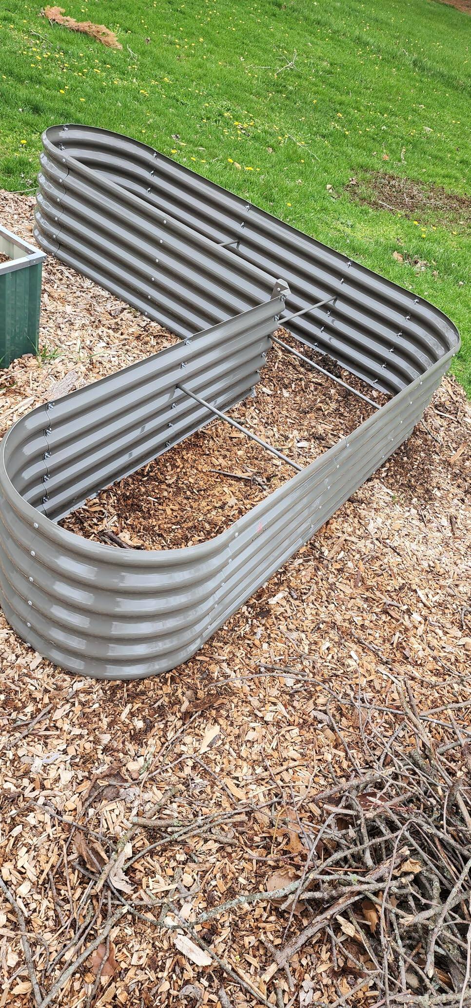 Alt View 2. A Anleolife - 4-Pack Gray Metal Freefom Heart-Shaped Raised Garden Bed Planter Box for Vegetables (81 in. L x 81 in. W x 18 in. H) - Gray.
